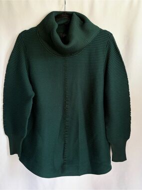 Lyn Emerald Green Ribbed Turtleneck Cowl Sweater Women Size 1X